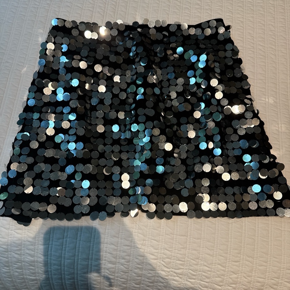 Glamorous Black and Silver Sequin Mini Skirt